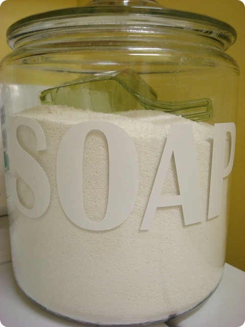 jar with detergent soap label